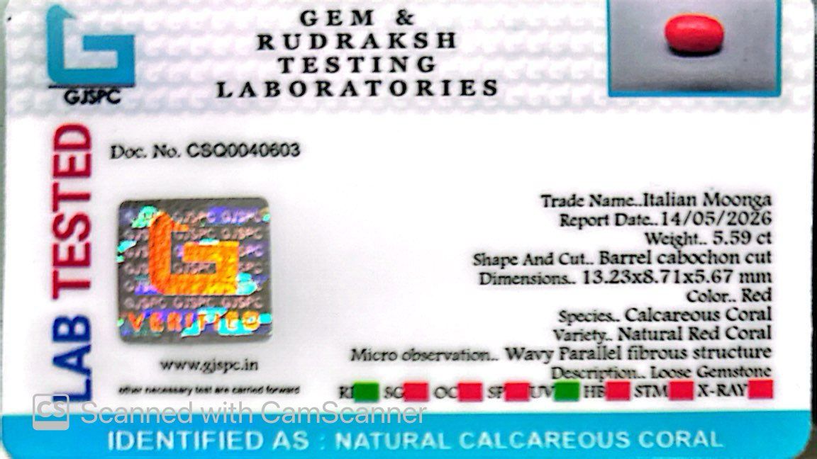 Natural Coral Gemstone – The Gem of Strength, Vitality & Protection 5.59 CT