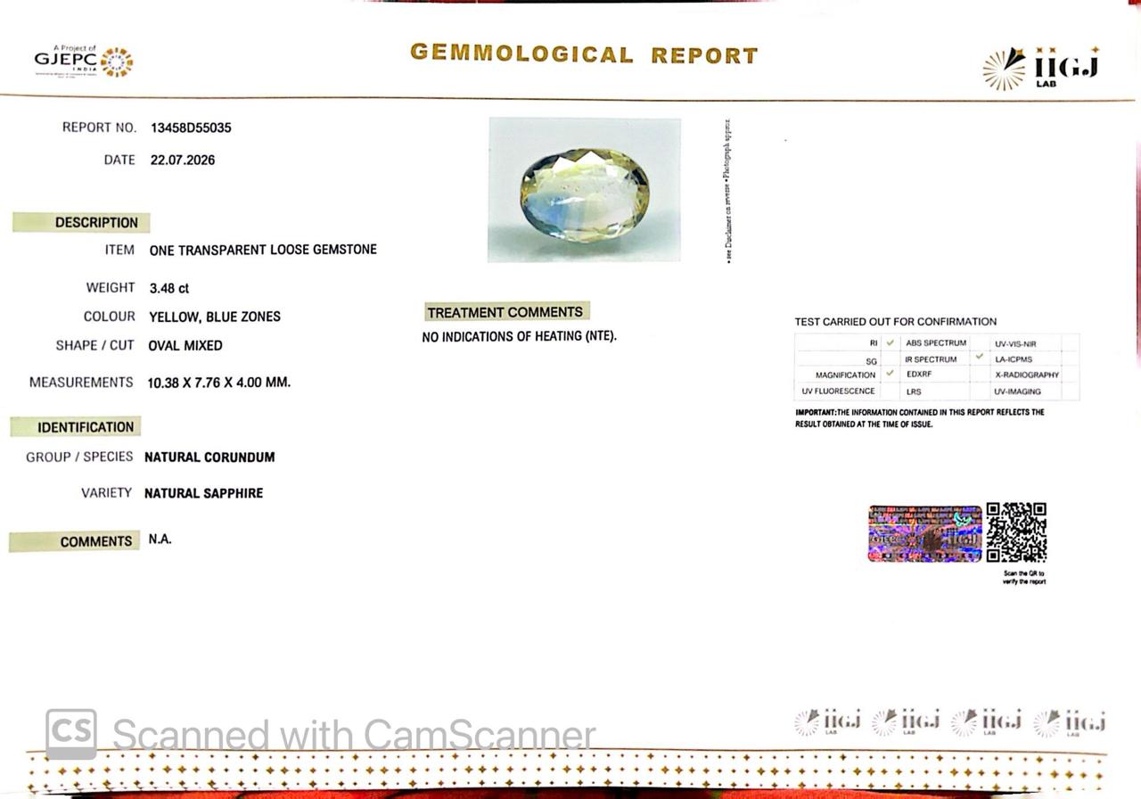 Pitambari Gems – Dual Power of Jupiter & Saturn in One Divine Stone 3.48 CT