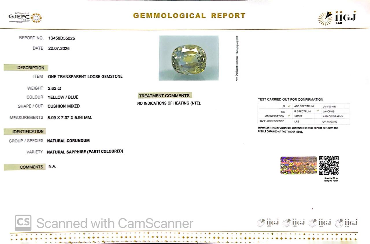 Pitambari Gems – Dual Power of Jupiter & Saturn in One Divine Stone 3.63 CT