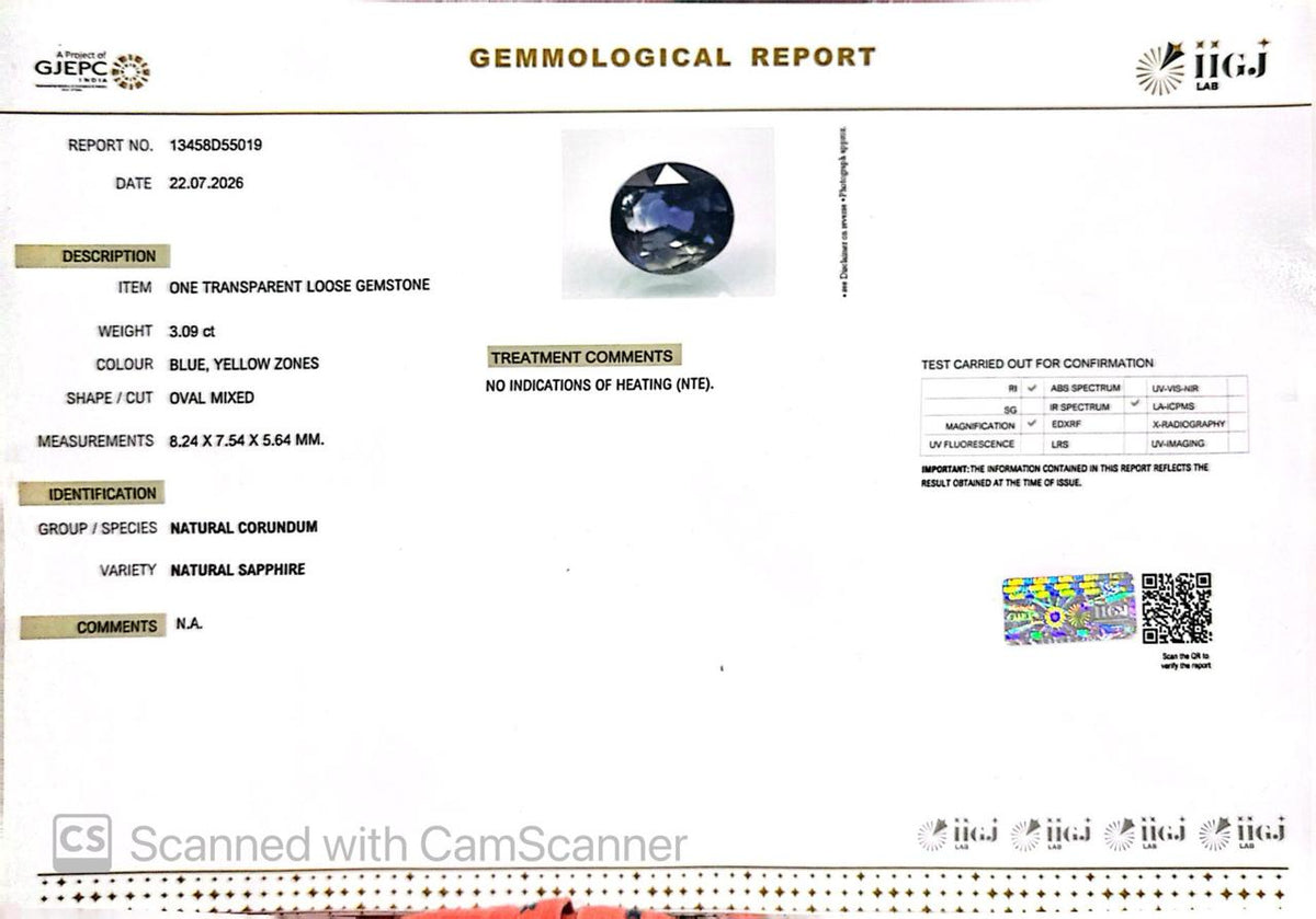Pitambari Gems – Dual Power of Jupiter & Saturn in One Divine Stone 3.09 CT