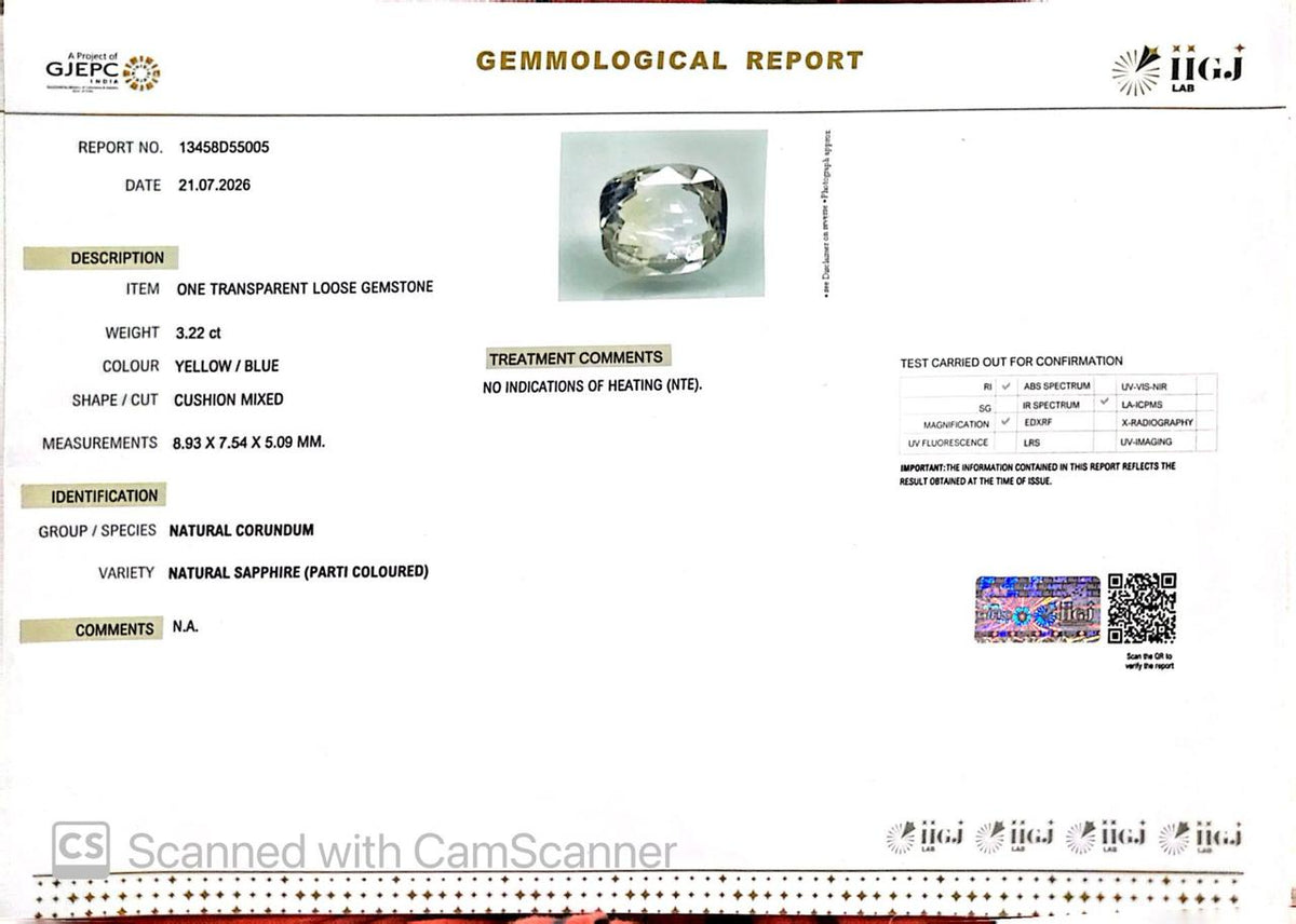 Pitambari Gems – Dual Power of Jupiter & Saturn in One Divine Stone 3.22 CT