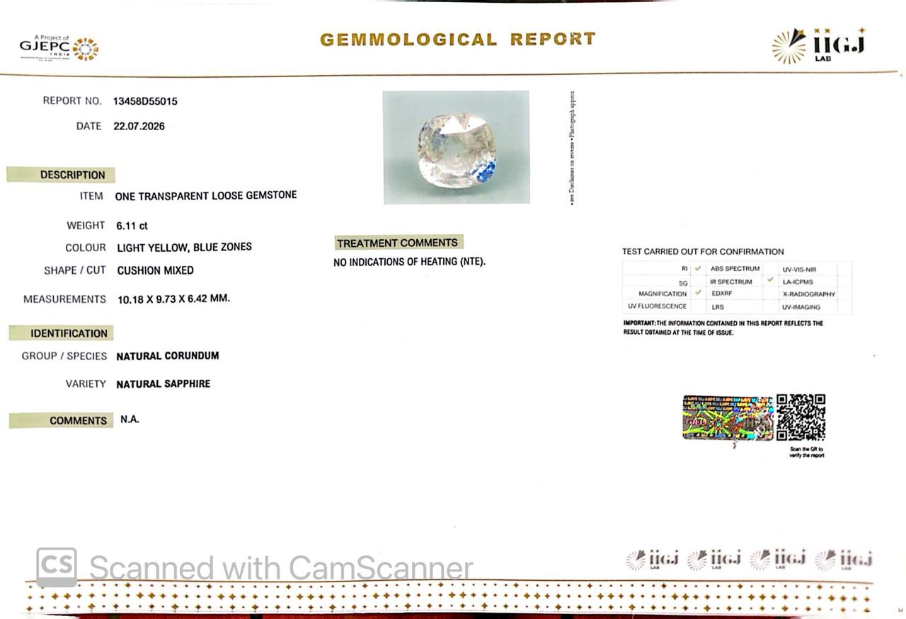 Pitambari Gems – Dual Power of Jupiter & Saturn in One Divine Stone 6.11 CT