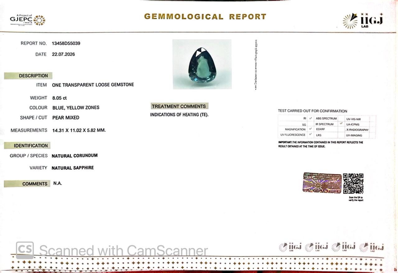 Pitambari Gems – Dual Power of Jupiter & Saturn in One Divine Stone 8.05 CT