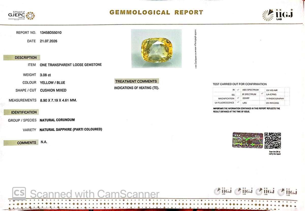 Pitambari Gems – Dual Power of Jupiter & Saturn in One Divine Stone 3.08 CT