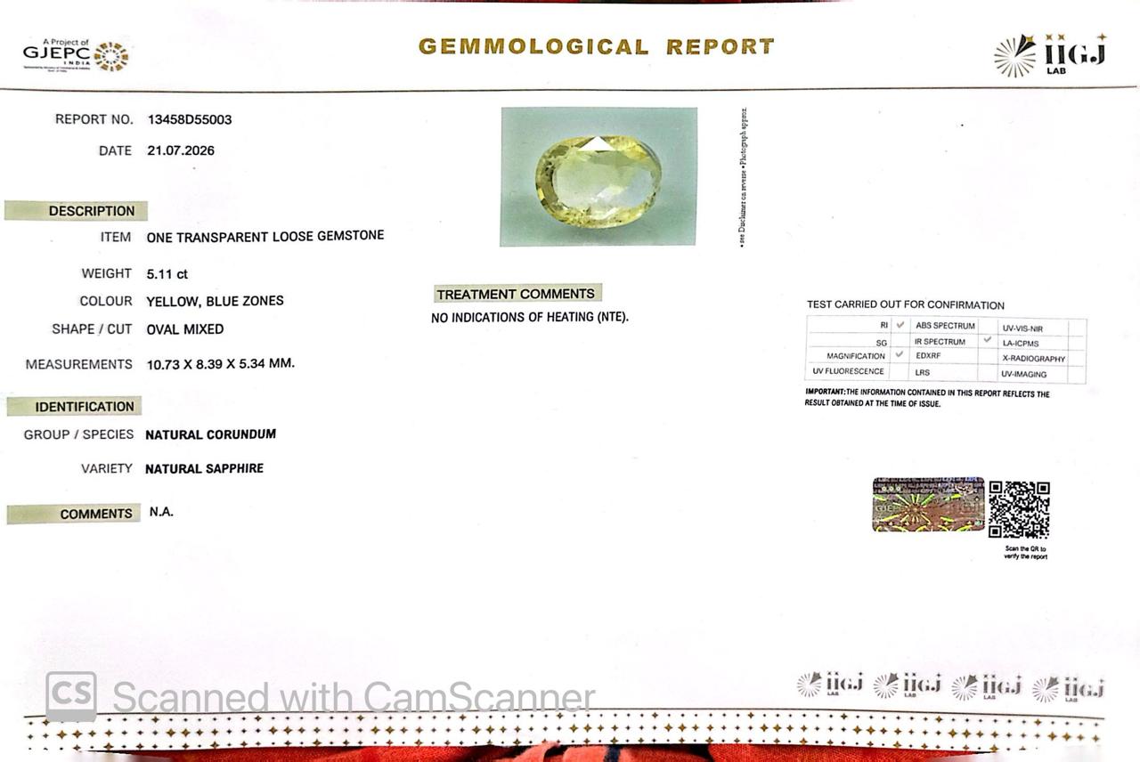 Pitambari Gems – Dual Power of Jupiter & Saturn in One Divine Stone 5.11 CT