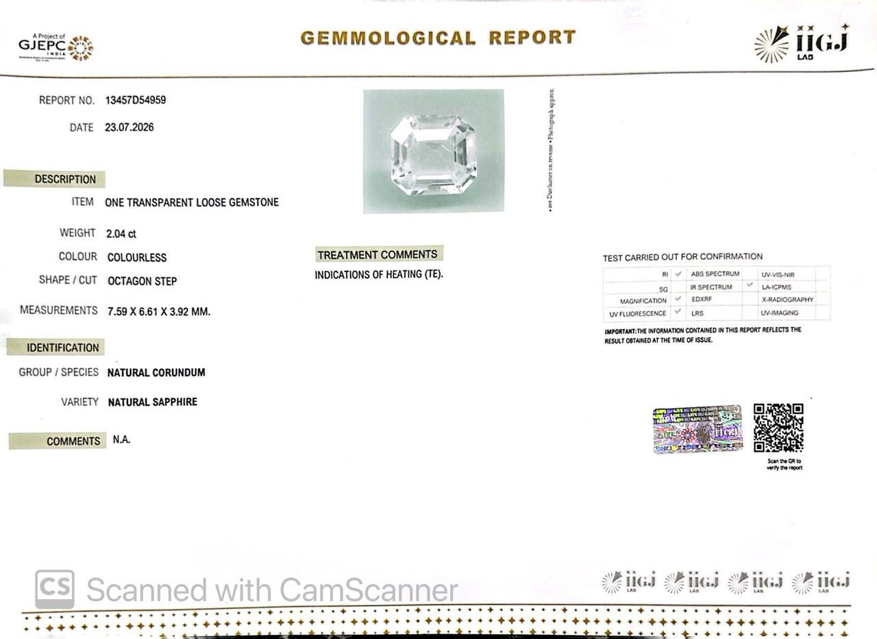 Natural White Sapphire Gemstone Online – Certified, Untreated & Ethically Sourced 2.04 CT