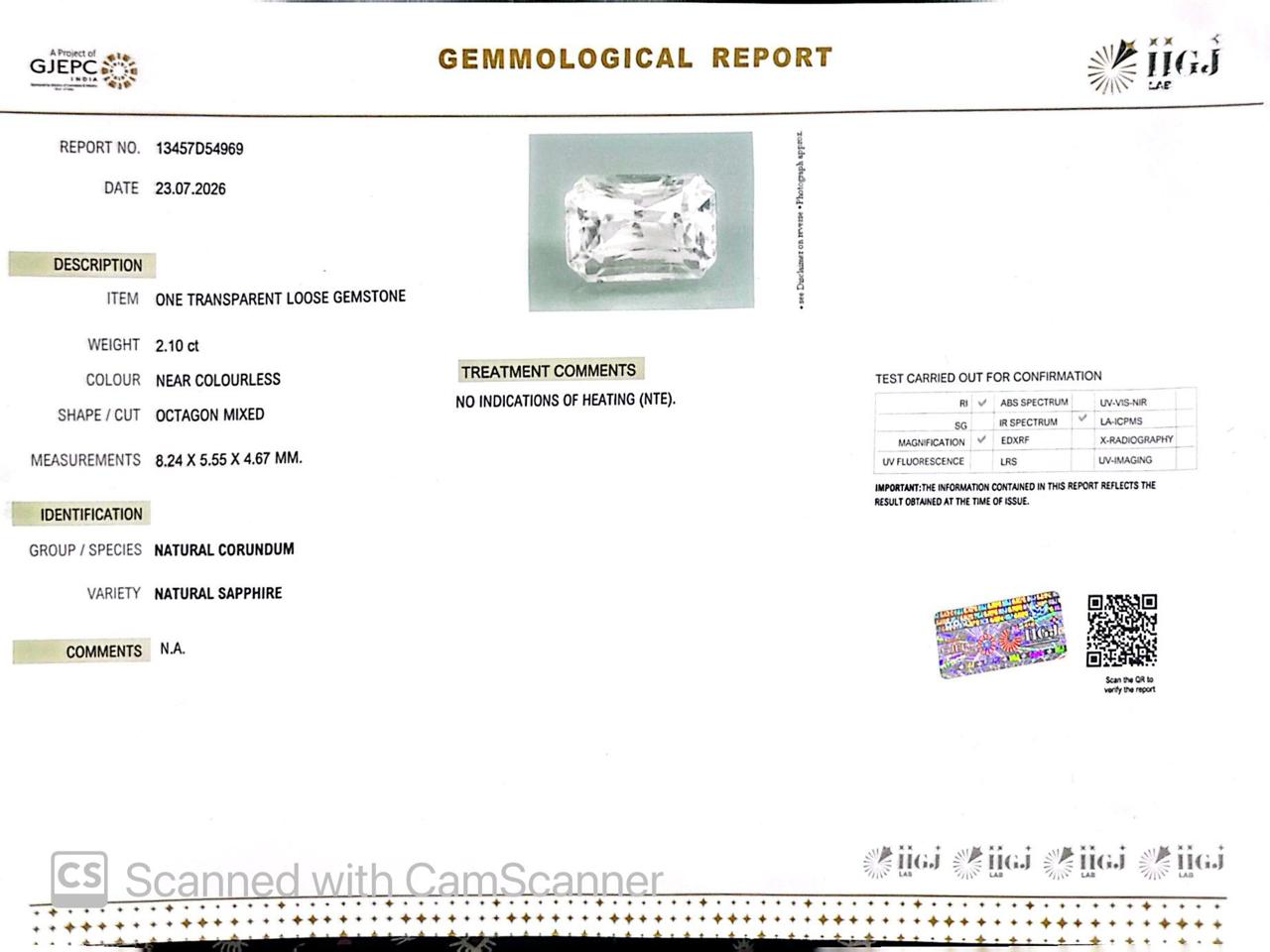 Natural White Sapphire Gemstone Online – Certified, Untreated & Ethically Sourced 2.10 CT