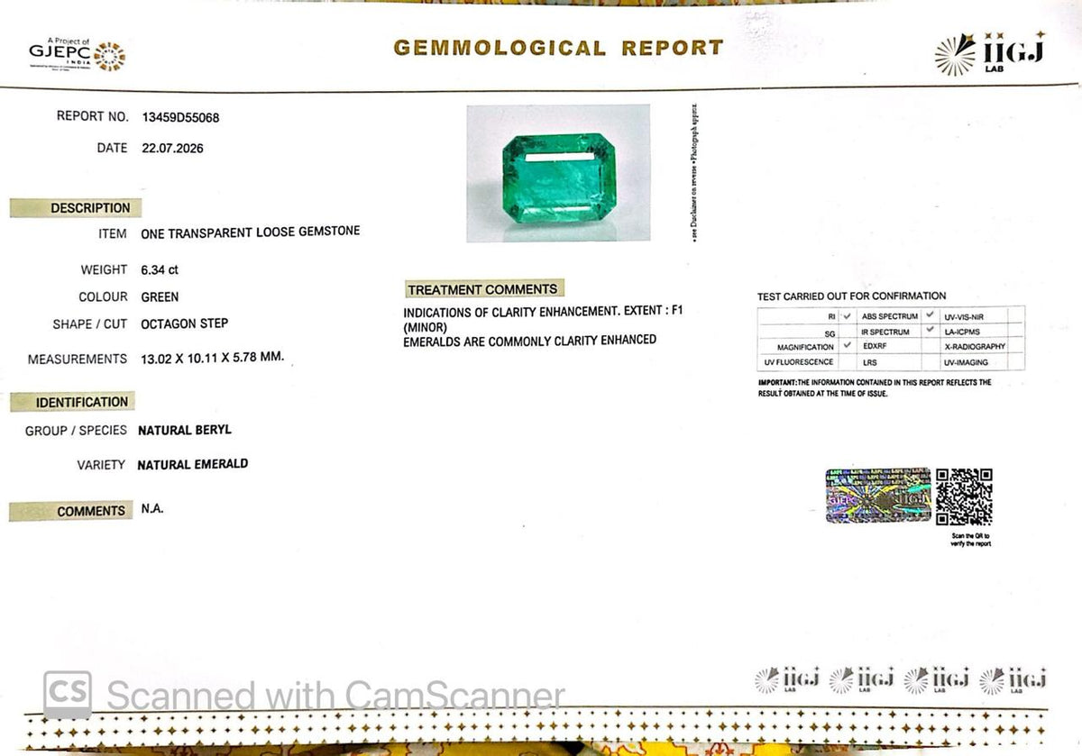 Natural Emerald (Panna) – Wisdom, Prosperity & Planet Mercury’s Blessing 6.34 CT