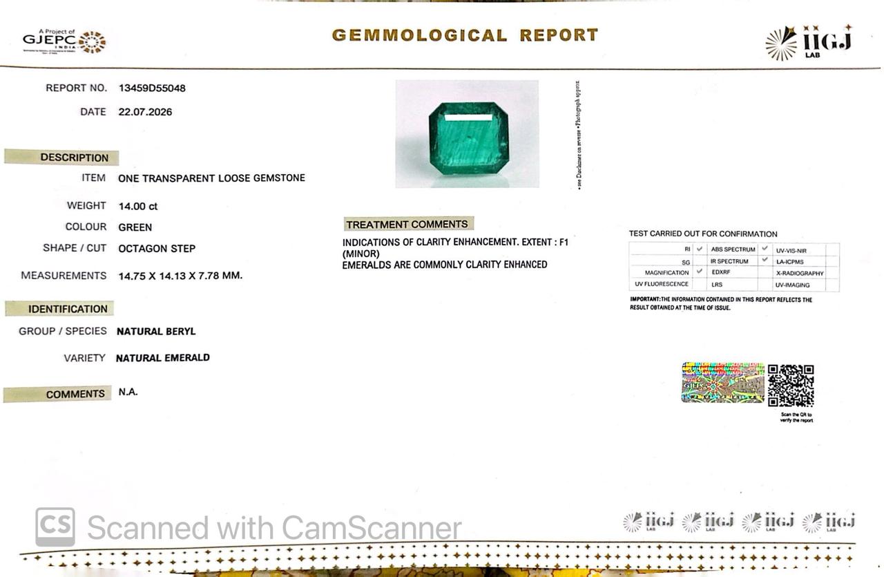 Natural Emerald (Panna) – Wisdom, Prosperity & Planet Mercury’s Blessing 14.00 CT