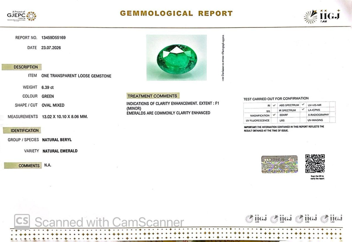 Natural Emerald (Panna) – Wisdom, Prosperity & Planet Mercury’s Blessing 6.39 CT