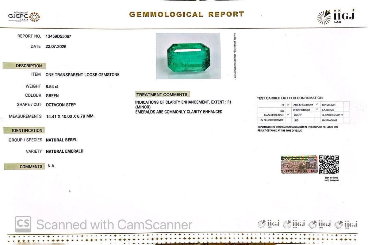 Natural Emerald (Panna) – Wisdom, Prosperity & Planet Mercury’s Blessing 8.54 CT