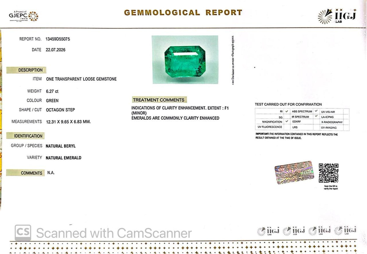 Natural Emerald (Panna) – Wisdom, Prosperity & Planet Mercury’s Blessing 6.27 CT