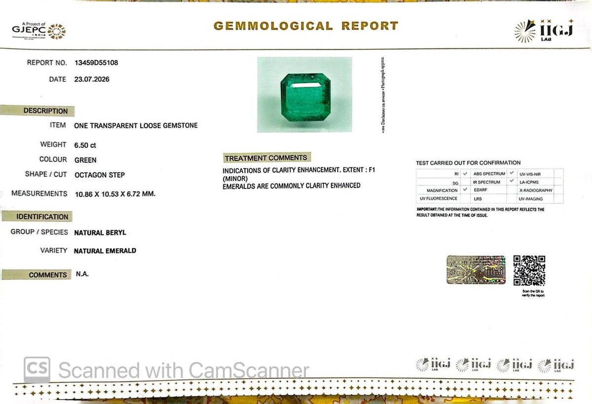 Natural Emerald (Panna) – Wisdom, Prosperity & Planet Mercury’s Blessing 6.50 CT