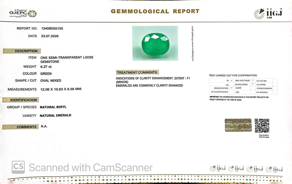Natural Emerald (Panna) – Wisdom, Prosperity & Planet Mercury’s Blessing 6.27 CT