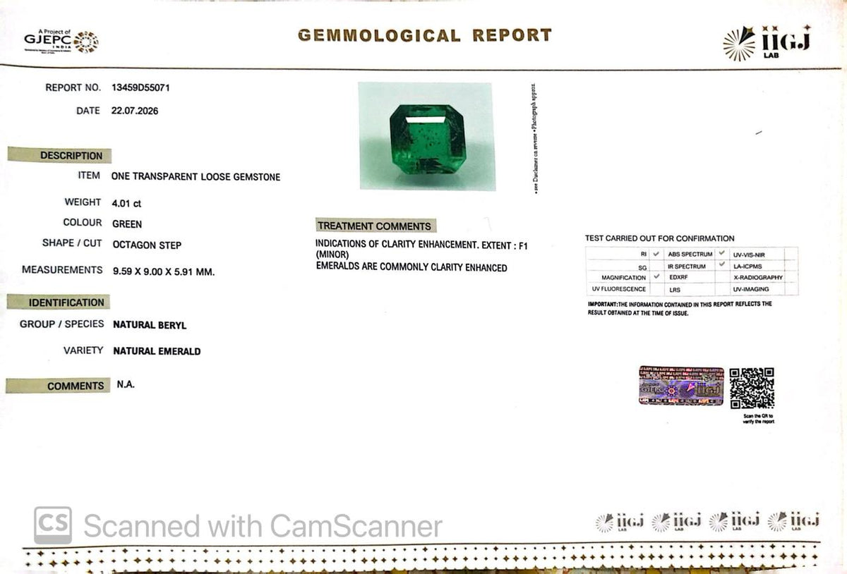 Natural Emerald (Panna) – Wisdom, Prosperity & Planet Mercury’s Blessing 4.01 CT