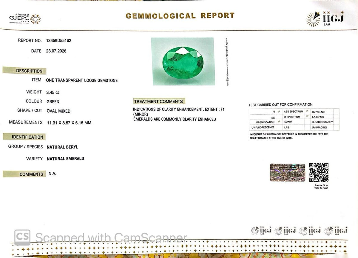 Natural Emerald (Panna) – Wisdom, Prosperity & Planet Mercury’s Blessing 3.45 CT