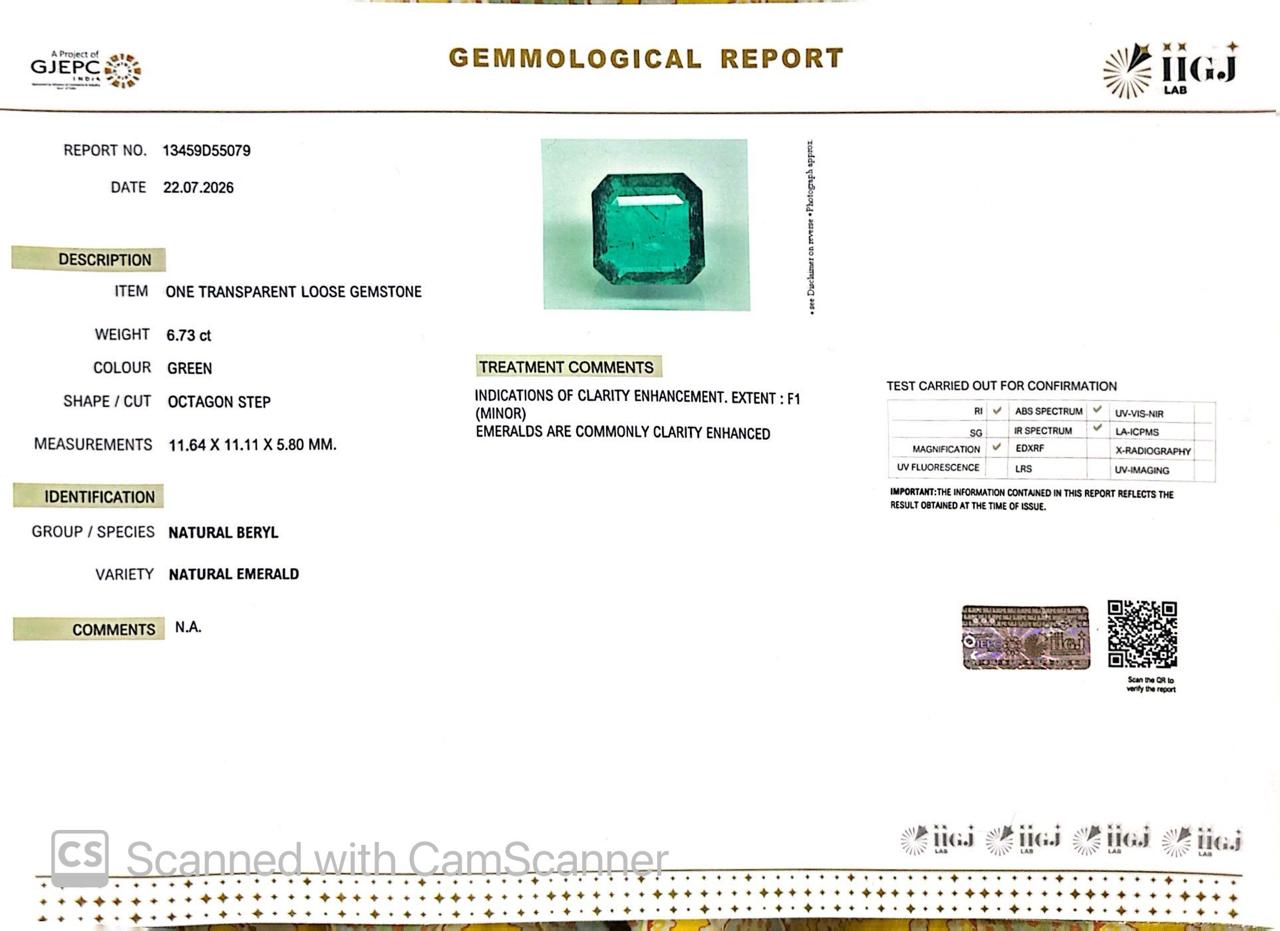 Natural Emerald (Panna) – Wisdom, Prosperity & Planet Mercury’s Blessing 6.73 CT