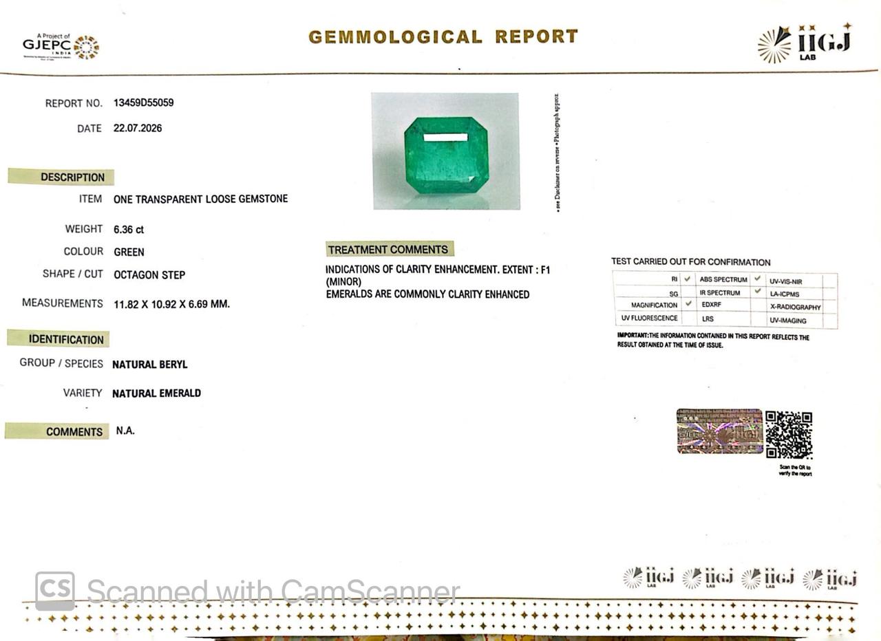 Natural Emerald (Panna) – Wisdom, Prosperity & Planet Mercury’s Blessing 6.36 CT