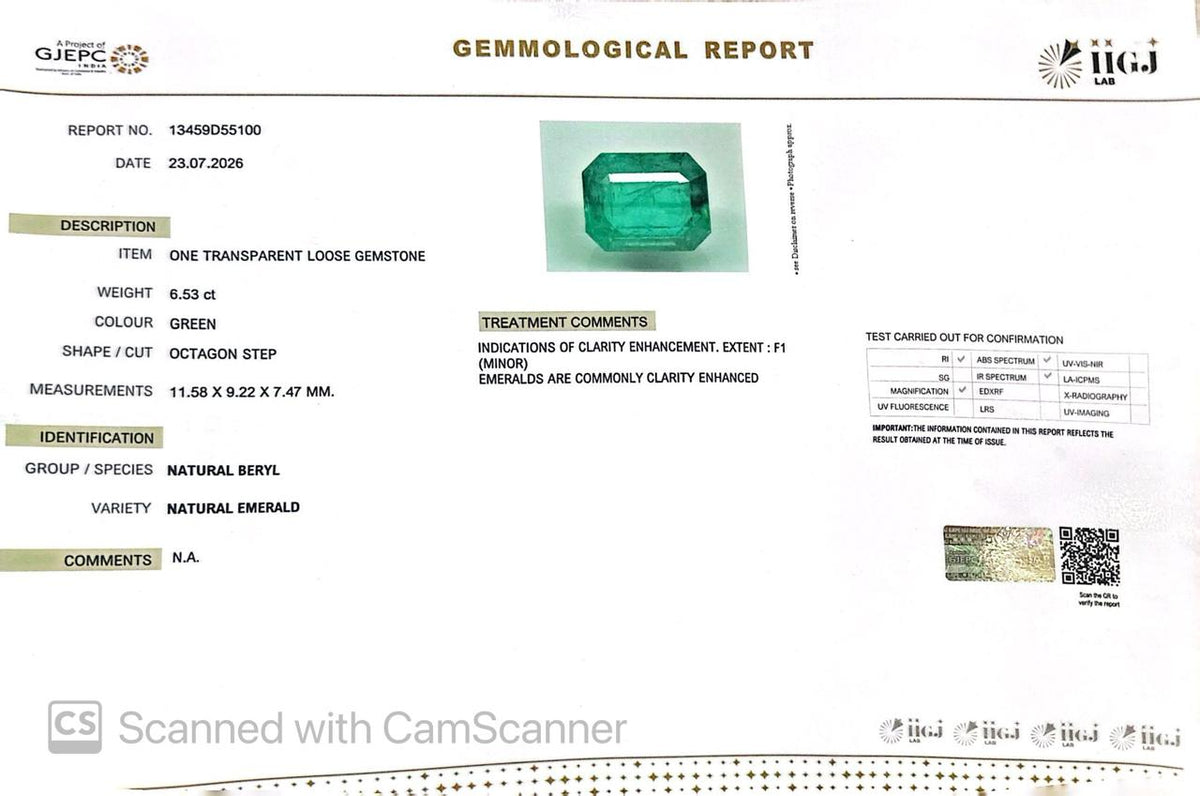 Natural Emerald (Panna) – Wisdom, Prosperity & Planet Mercury’s Blessing 6.53 CT