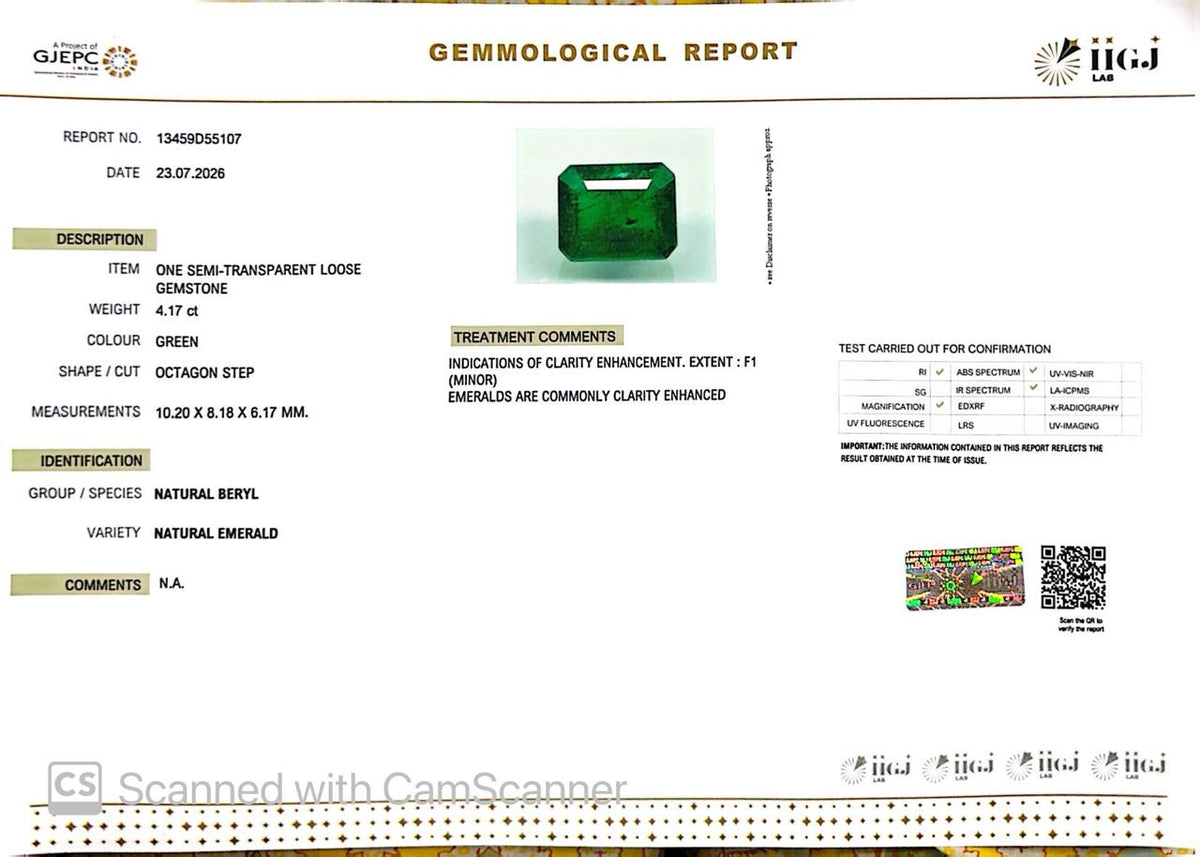 Natural Emerald (Panna) – Wisdom, Prosperity & Planet Mercury’s Blessing 4.17 CT