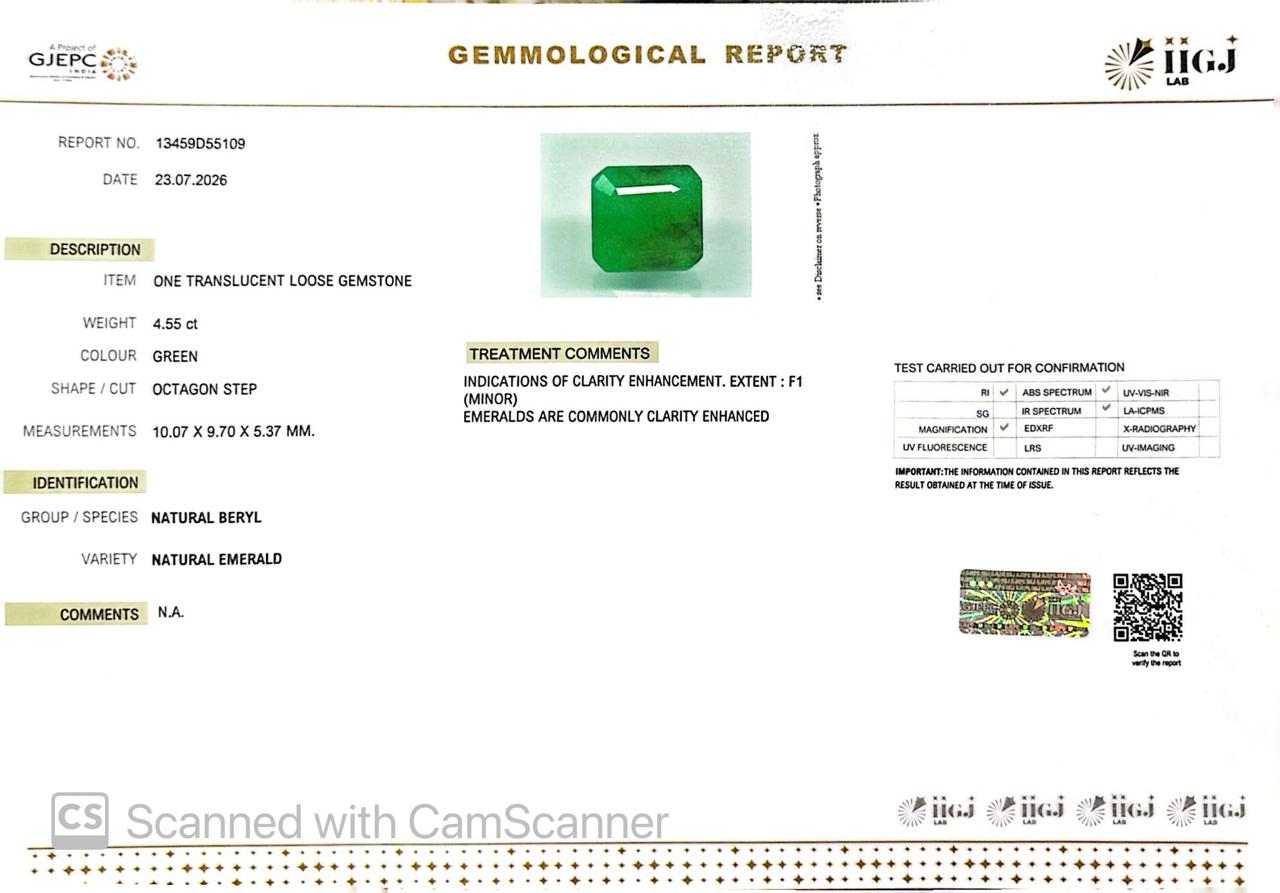 Natural Emerald (Panna) – Wisdom, Prosperity & Planet Mercury’s Blessing 4.55 CT
