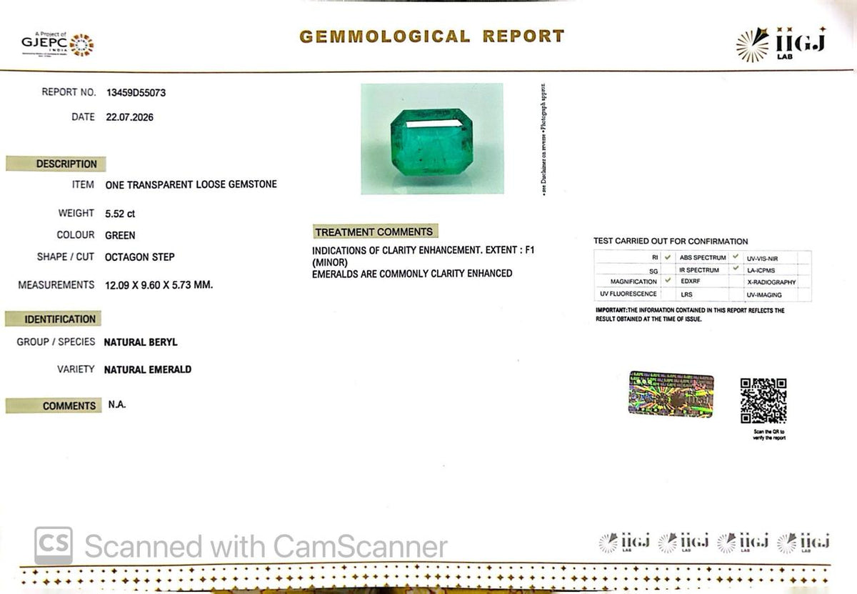 Natural Emerald (Panna) – Wisdom, Prosperity & Planet Mercury’s Blessing 5.52 CT