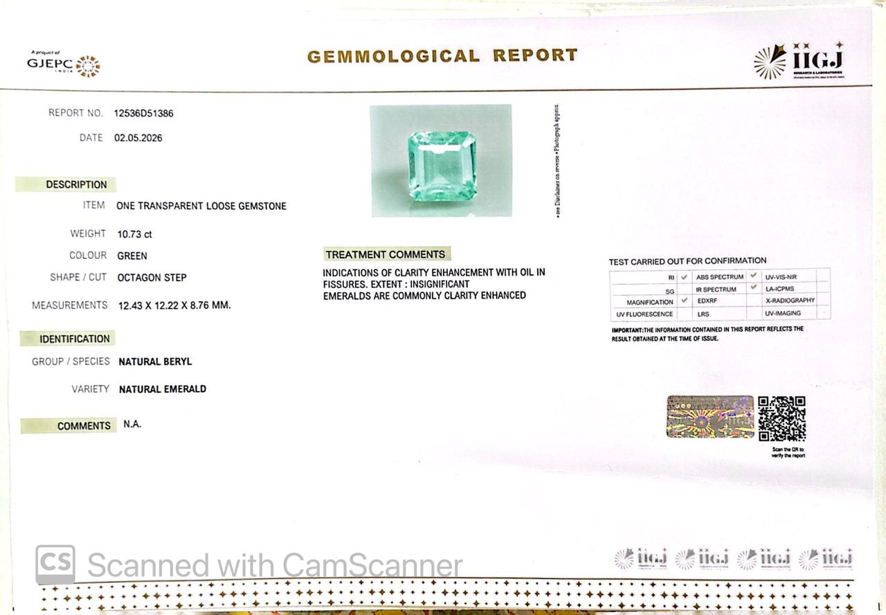 Natural Emerald (Panna) 10.73 Ct – Certified Premium Gemstone