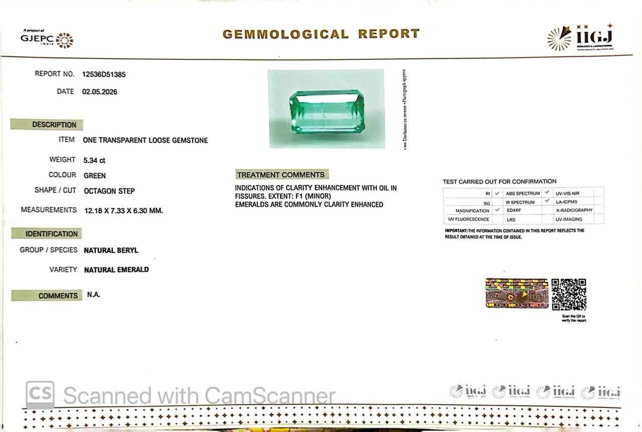 Natural Emerald (Panna) 5.34 Ct – Certified Premium Gemstone