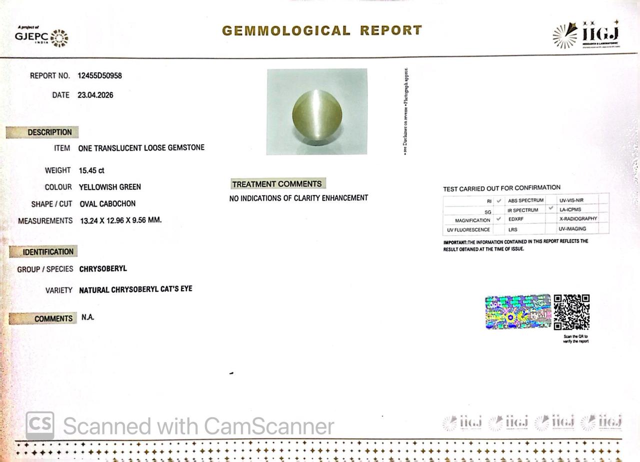 Natural Cat’s Eye Gemstone (Lehsunia) – Protection, Intuition & Ketu’s Power 15.45 CT