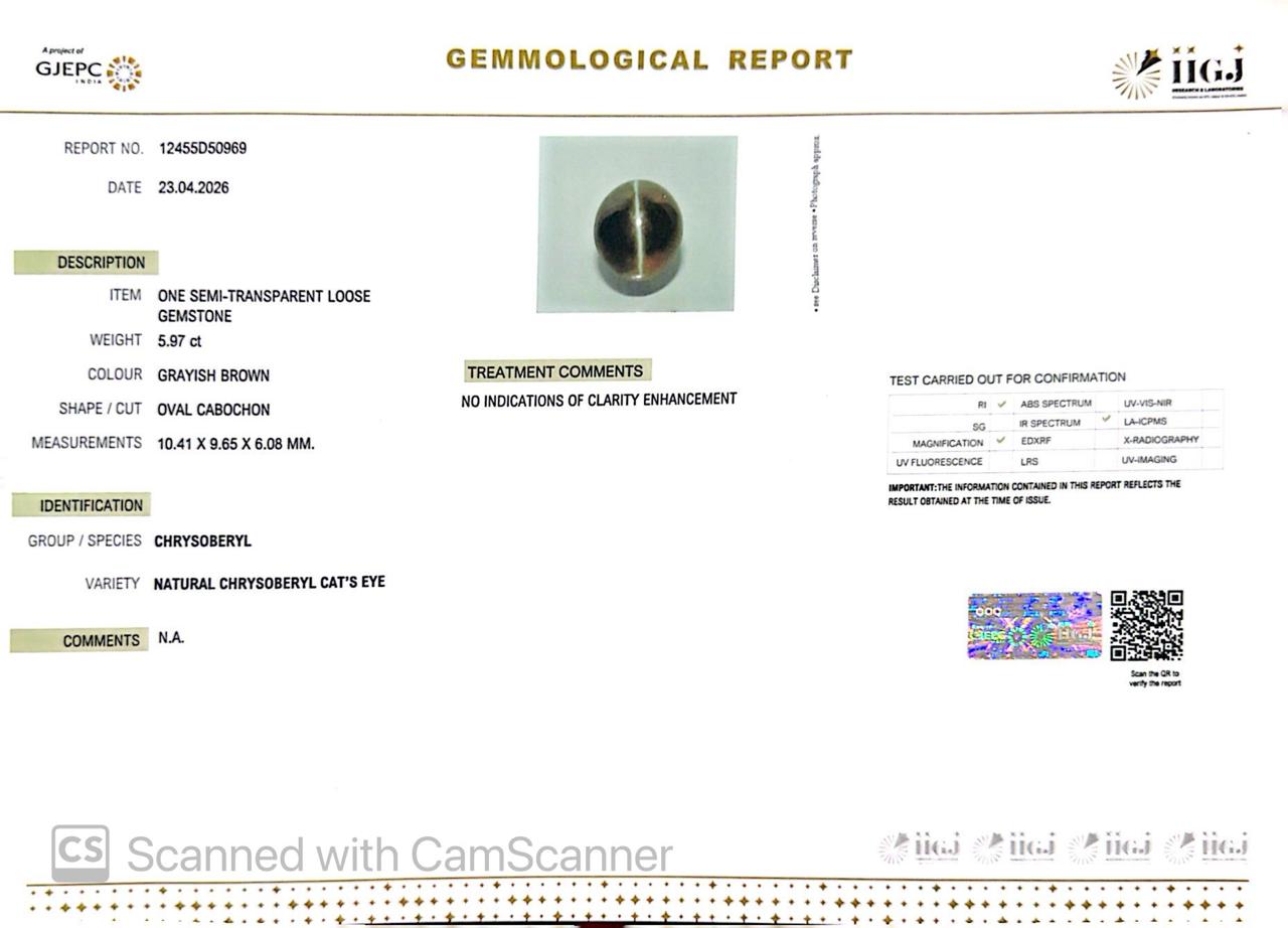 Natural Cat’s Eye Gemstone (Lehsunia) – Protection, Intuition & Ketu’s Power 5.97 CT