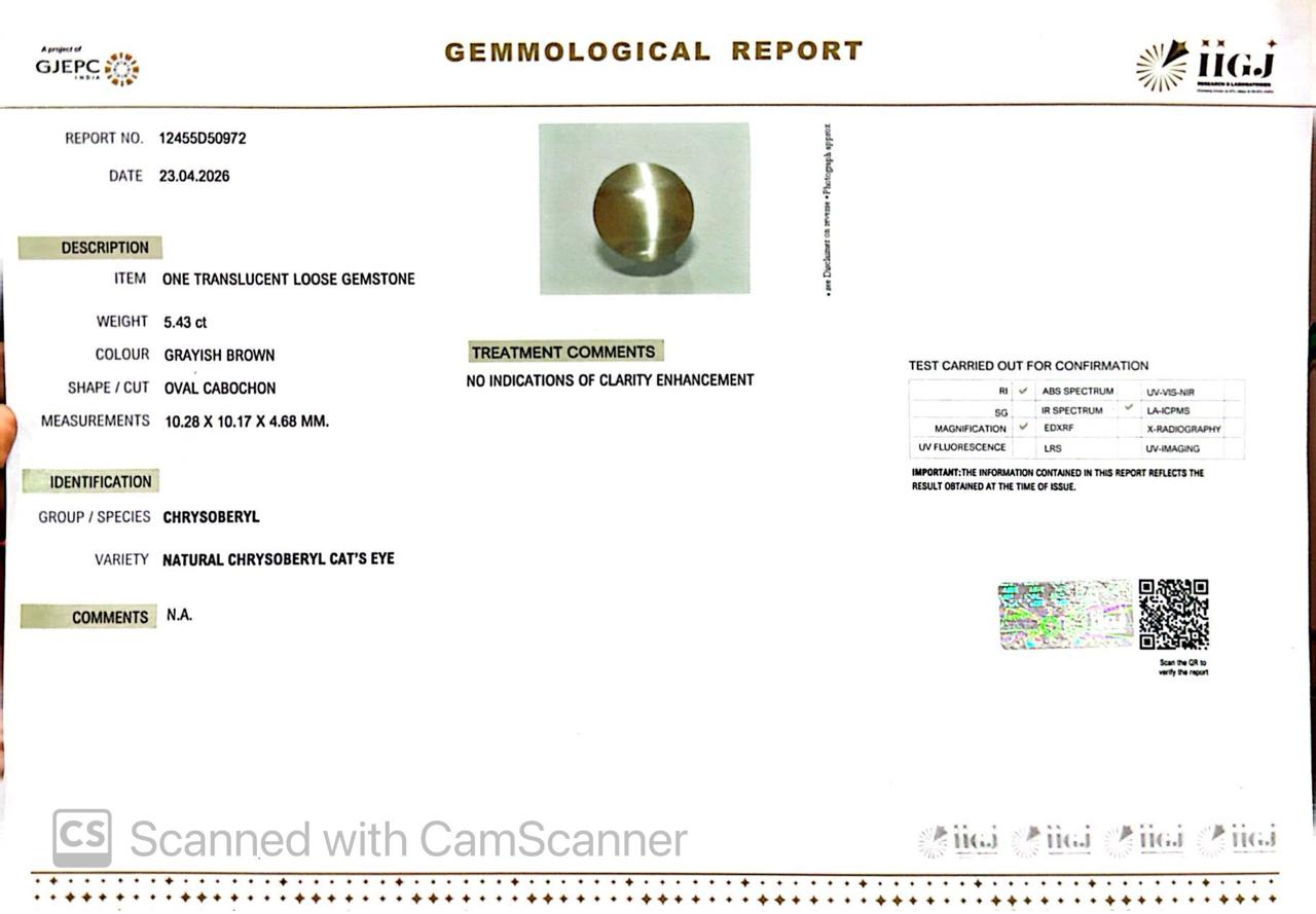 Natural Cat’s Eye Gemstone (Lehsunia) – Protection, Intuition & Ketu’s Power 5.43 CT