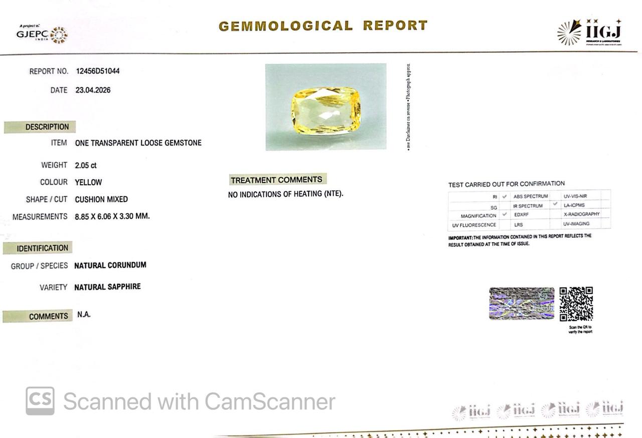 Natural Yellow Sapphire (Pukhraj) – Prosperity, Wisdom & Jupiter’s Blessing 2.05 CT