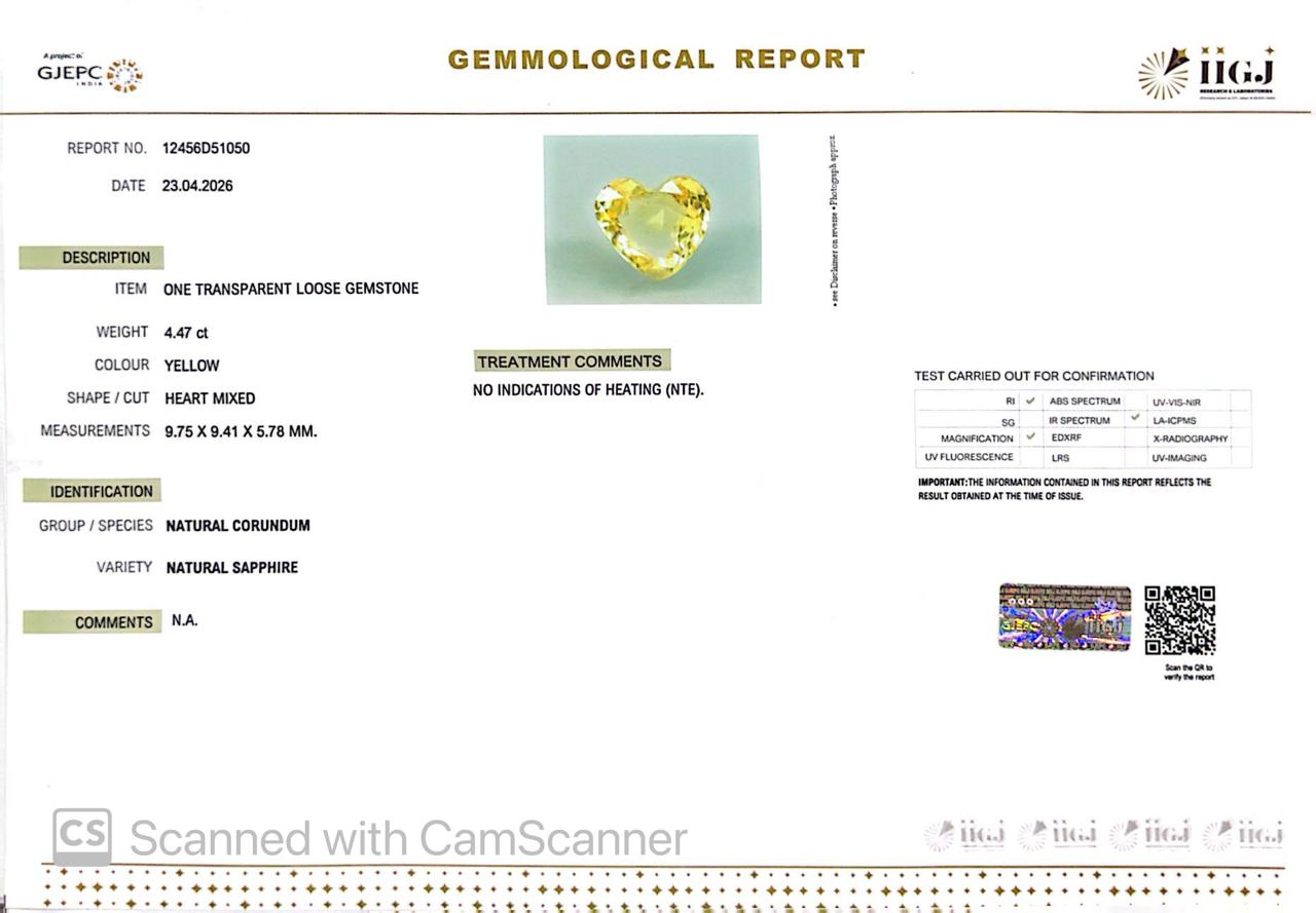 Natural Yellow Sapphire (Pukhraj) – Prosperity, Wisdom & Jupiter’s Blessing 4.47 CT