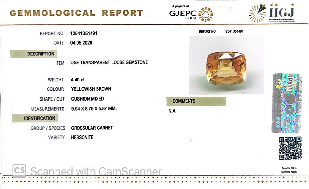 Siloni Gomed Gemstone – Natural Hessonite for Rahu Protection & Success 4.40 CT