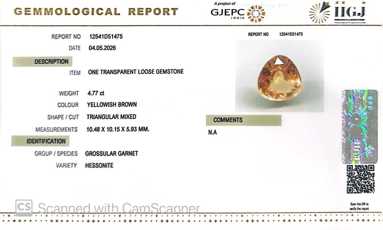 Siloni Gomed Gemstone – Natural Hessonite for Rahu Protection & Success 4.77 CT