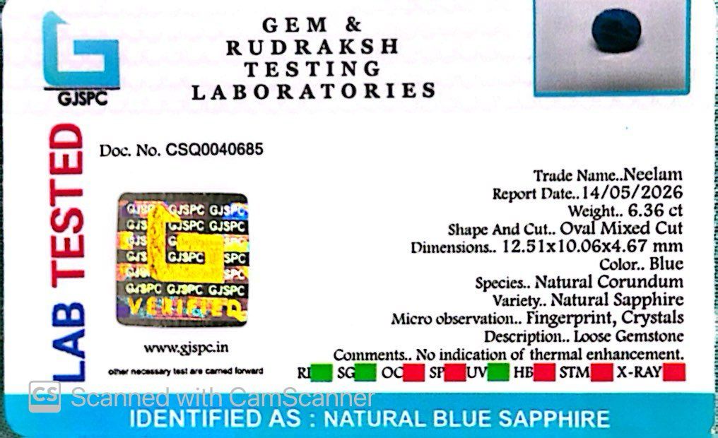 Indian Blue Sapphire Gemstones – Power, Protection & Planetary Precision 6.36 CT