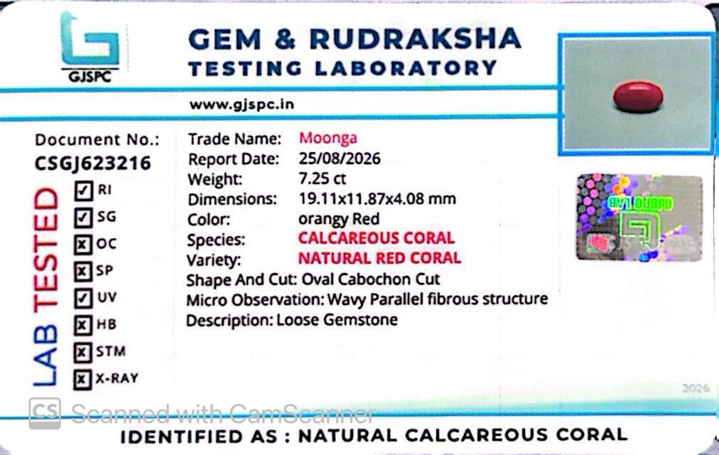 Red Natural Japanese Coral 7.25 CT – Certified Gemstone