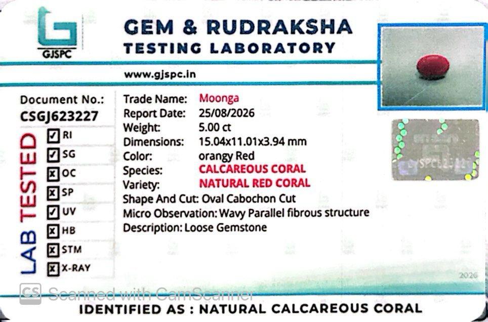 Red Natural Japanese Coral 5.00 CT – Certified Gemstone