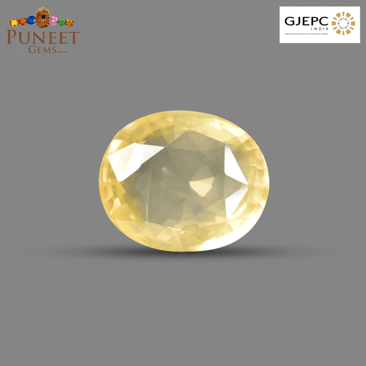 Natural Yellow Sapphire (Pukhraj) 6.32 CT - Certified