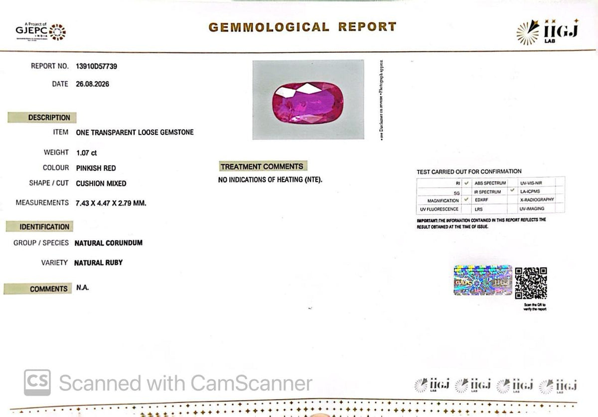 Natural Mozambique Ruby 1.07 Ct Certified