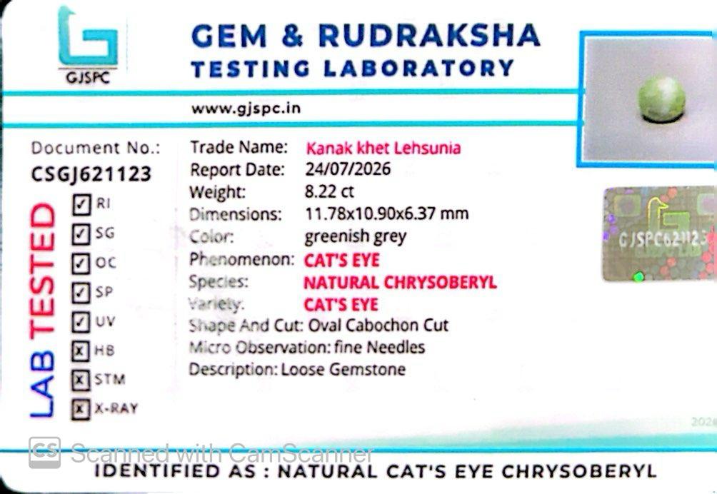 Natural Cat’s Eye Gemstone (Lehsunia) – Protection, Intuition & Ketu’s Power 8.22 CT