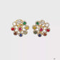 Natural Navratan Silver Earrings – Handcrafted 925 Sterling Silver with 9 Sacred Gemstones