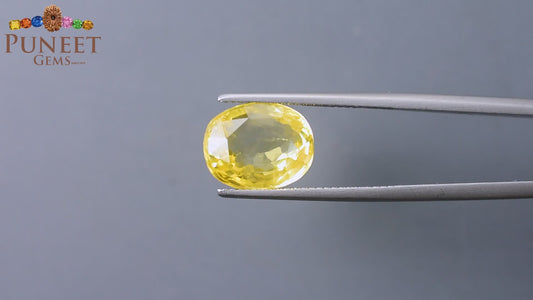 Natural Yellow Sapphire (Pukhraj) 7.63 CT - Certified