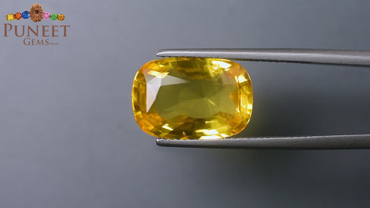 Natural Yellow Sapphire (Pukhraj) 12.13 CT - Certified