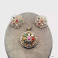 Natural Navratan Silver Pendant Set – 925 Sterling Silver with 9 Sacred Gemstones (Pendant + Earrings)