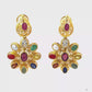 Natural Navratan Silver Earrings – Handcrafted 925 Sterling Silver with 9 Sacred Gemstones