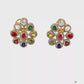 Natural Navratan Silver Earrings – Handcrafted 925 Sterling Silver with 9 Sacred Gemstones