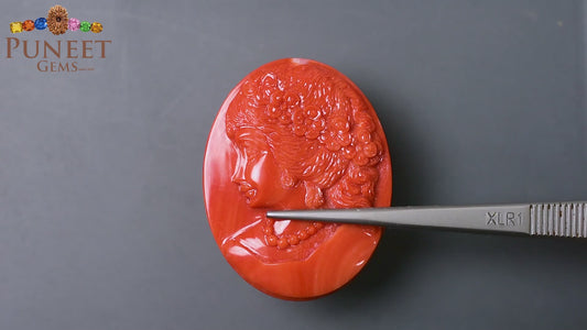 Natural Japanese Coral Figure 58.27 Ct – Certified Gemstone