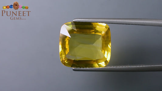Natural Yellow Sapphire (Pukhraj) 10.16 CT - Certified